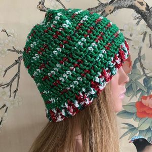 Crochet Ugly Christmas Hat Colorful Silver Glitter Unique Gift Handmade